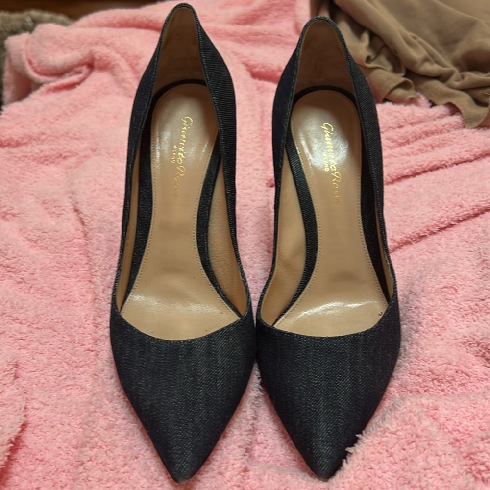Mint Dark DENIM Gianvito Rossi “Gianvito 105” Stiletto Heels  rt $795 8.5